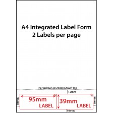 INTEGRATED LABELS - 2 PER SHEET - 95mm x 39mm